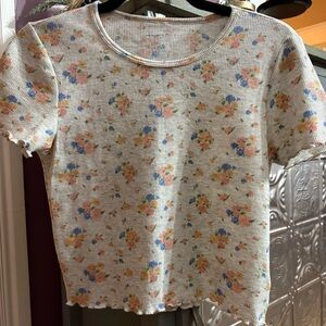 American Eagle Floral Print Short Sleeve Top